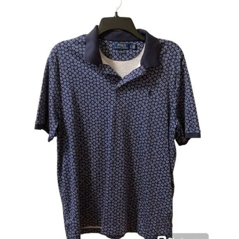 Lot of 2 Polo Ralph Lauren‎ Polo Shirts Short Sleeve Cotton Sz L Blue Preppy